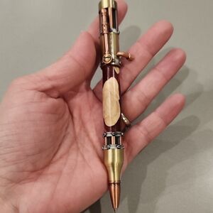 Handcrafted Steampunk Brass & Burgundy Writing Pen - Unbranded